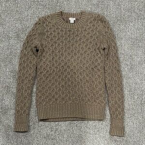 J. Crew Brown Crewneck Sweater with Textured Knit